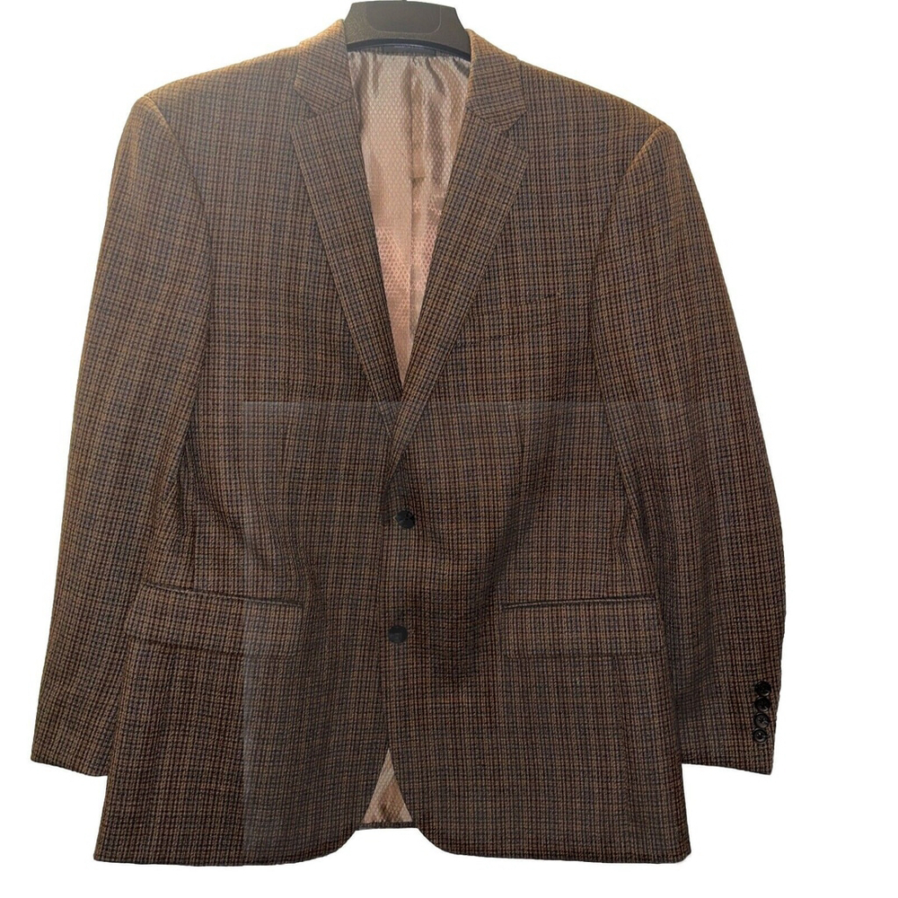 Jean Paul Germain 42R Brown Checks Wool Two Button Blazer Vented